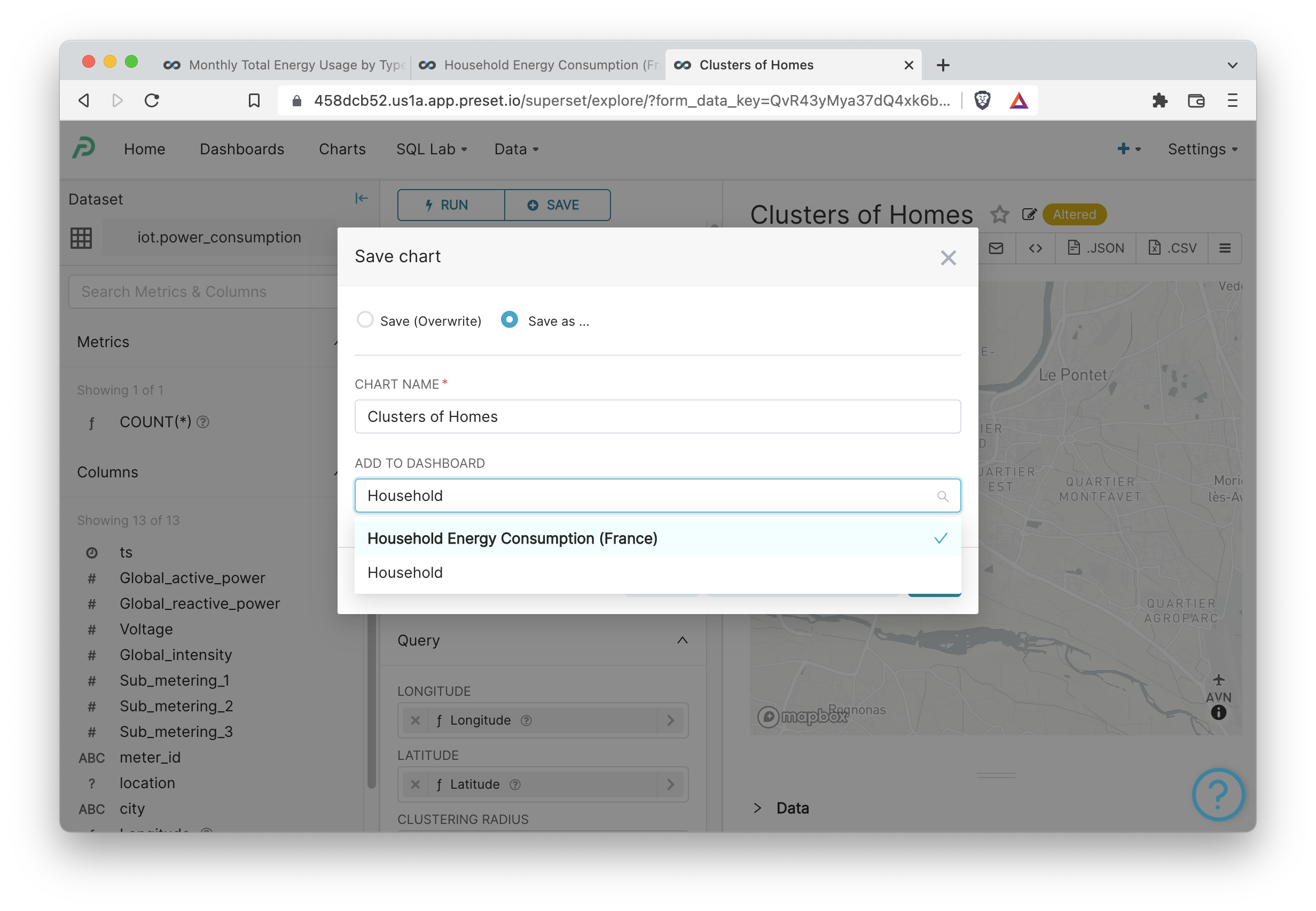 Save Chart to Dashboard Superset