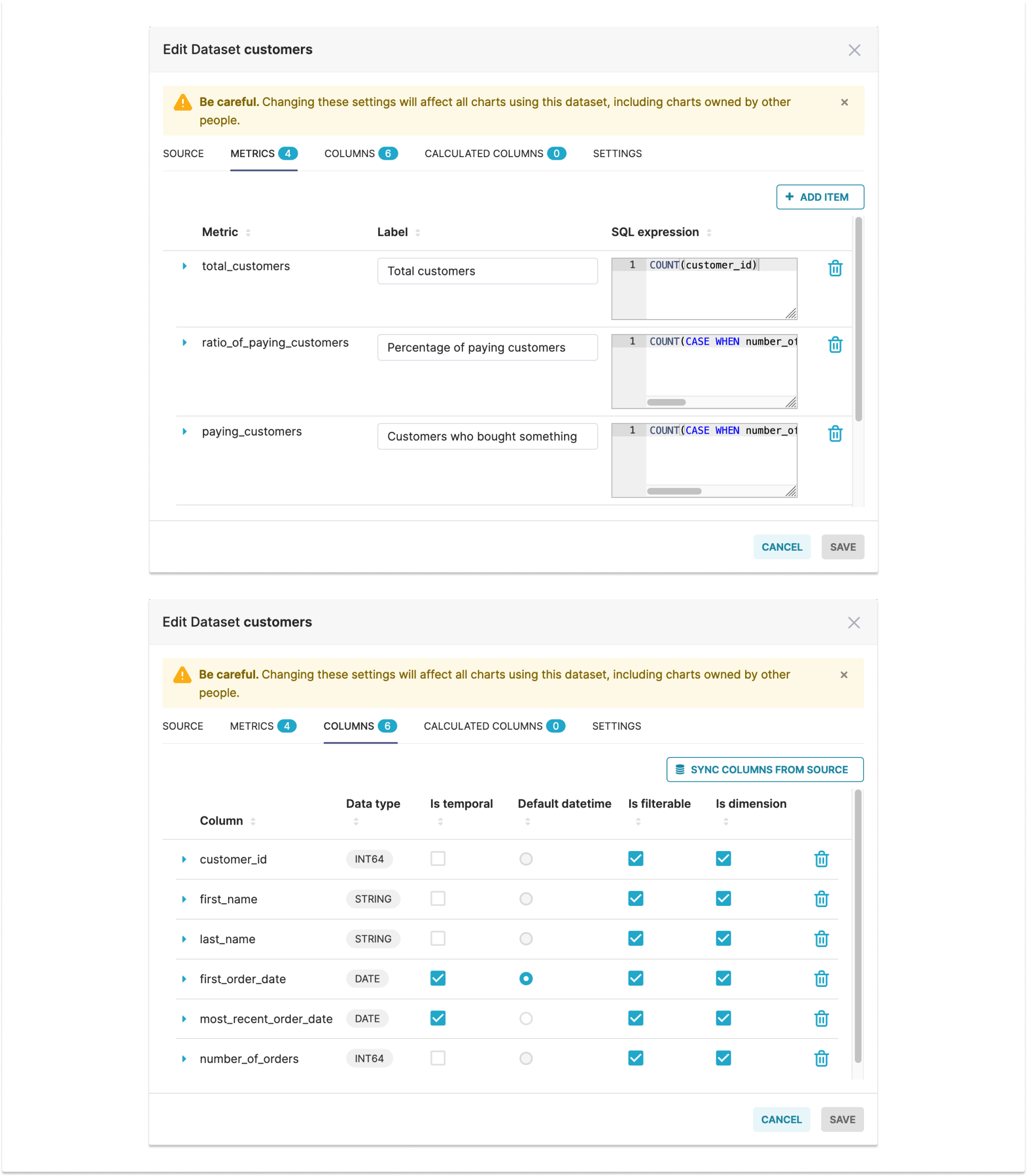 dbt Cloud - edit datasets