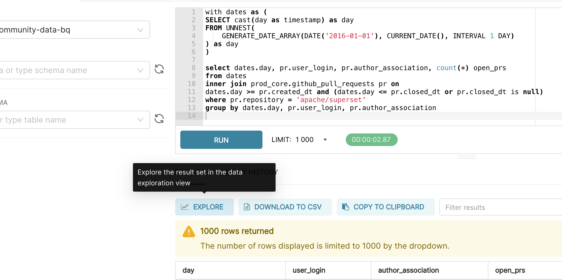 Explore from SQL Lab