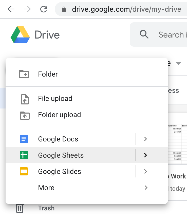 New Google Sheet