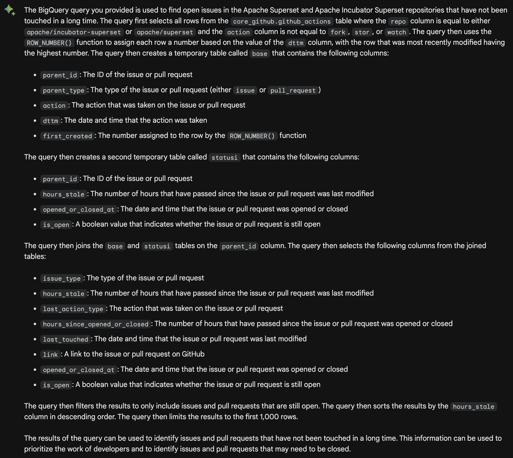 Bard query explanation