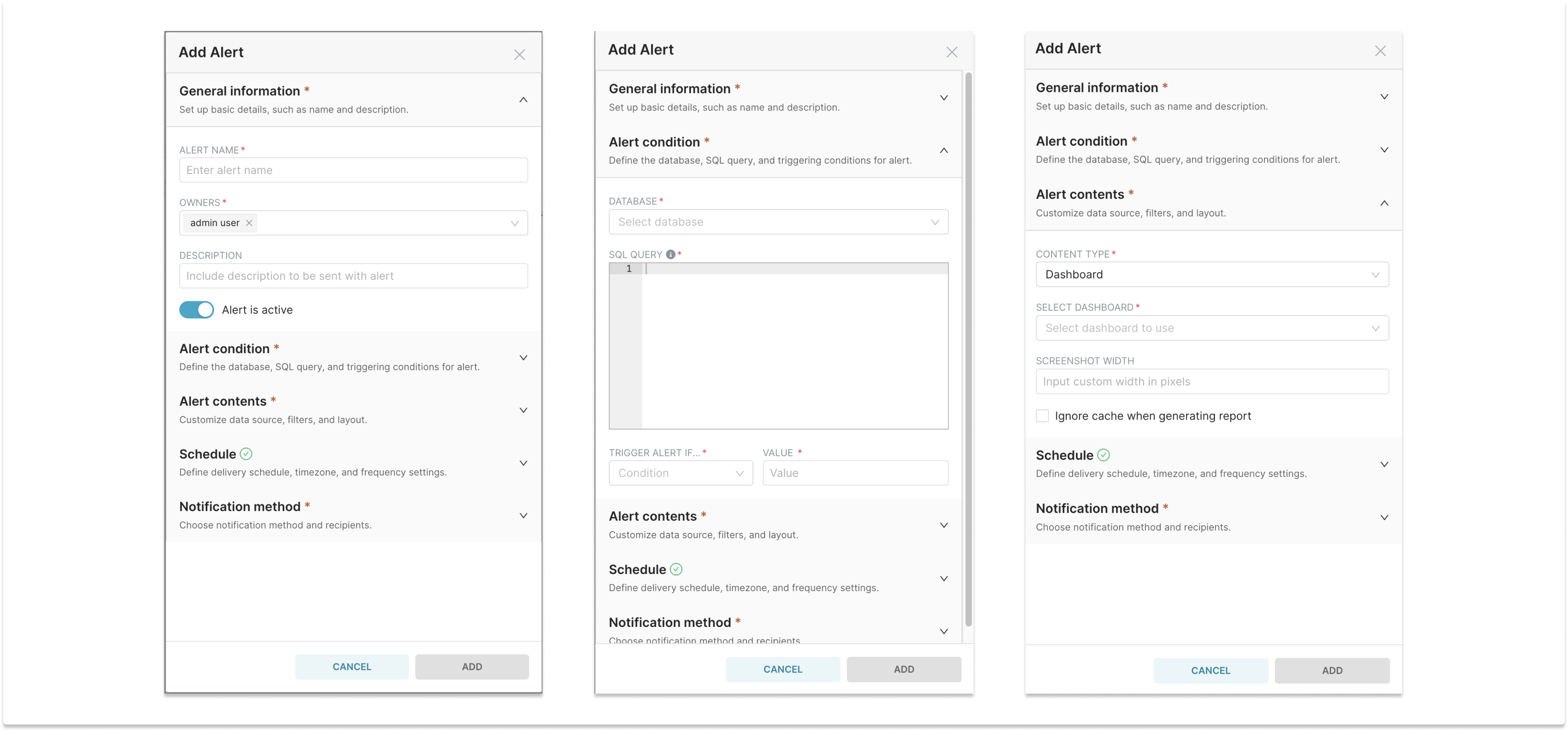 Alerts and Reports Modal