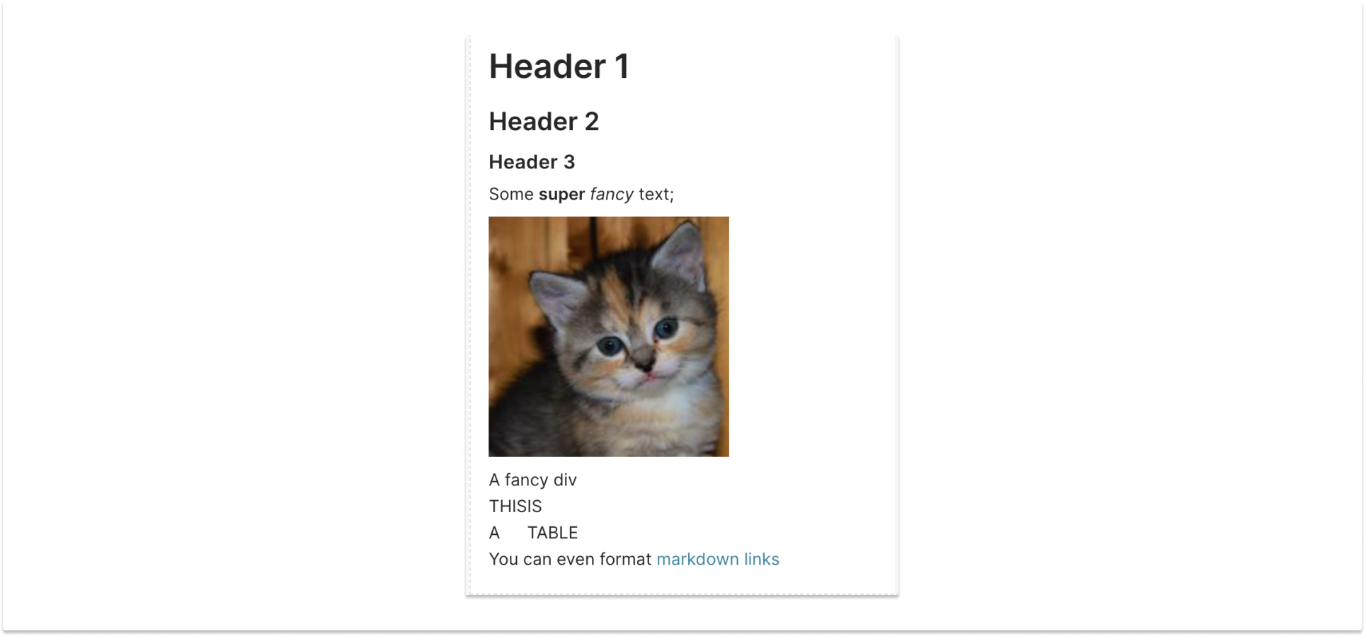 Markdown exampe before styling