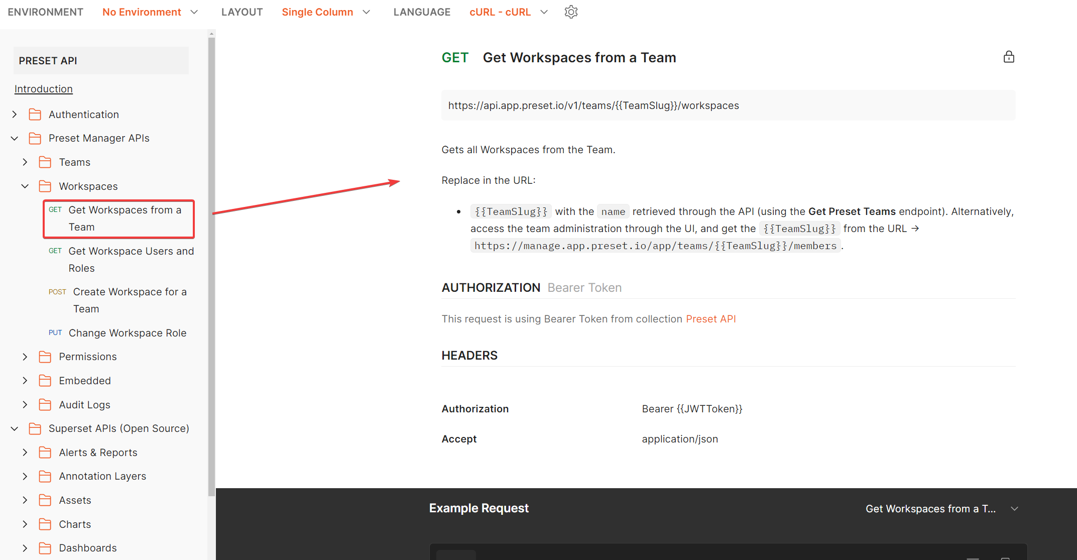 Get Workspaces from a Team