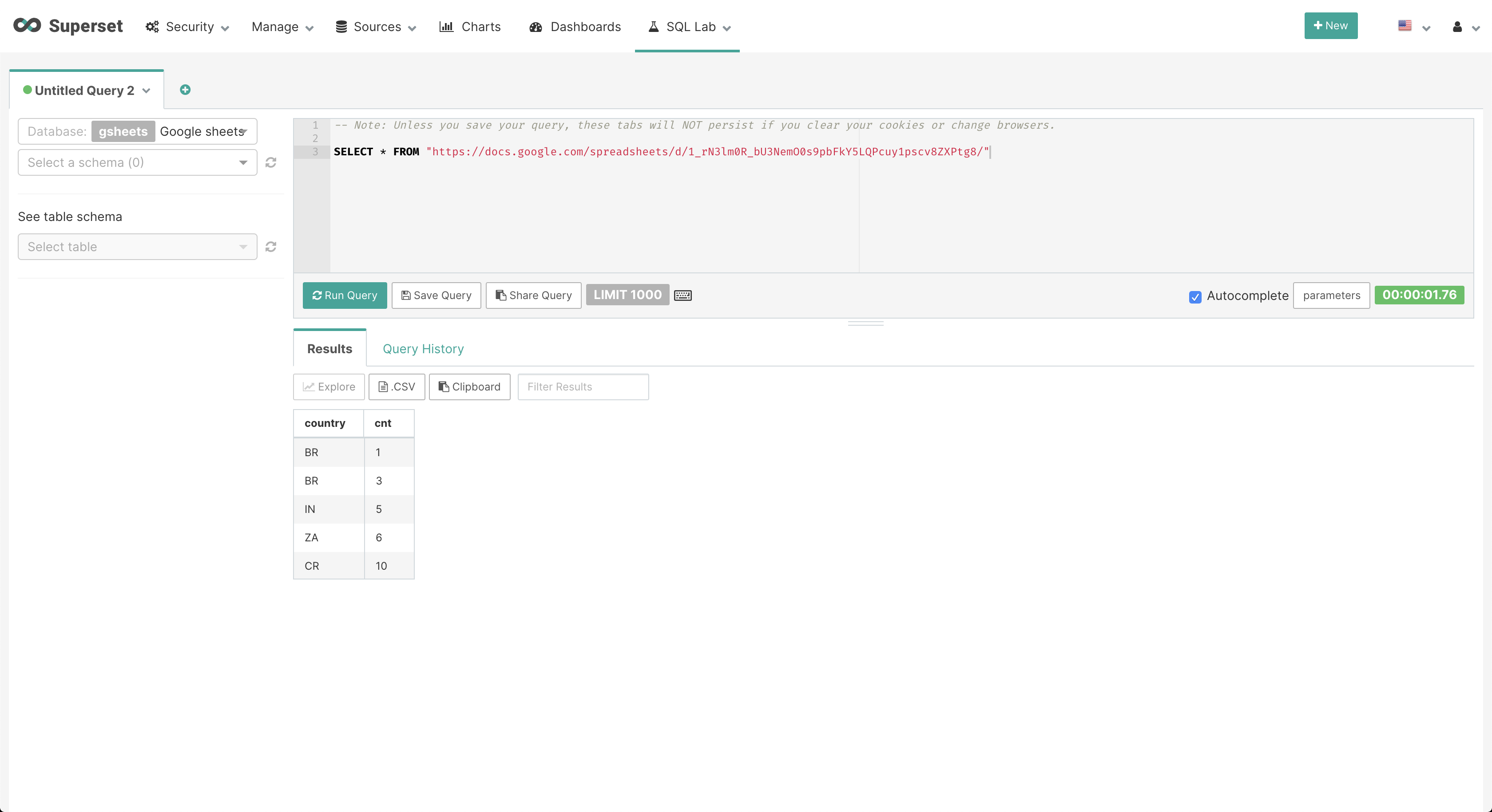 SQL Lab Query Run Query