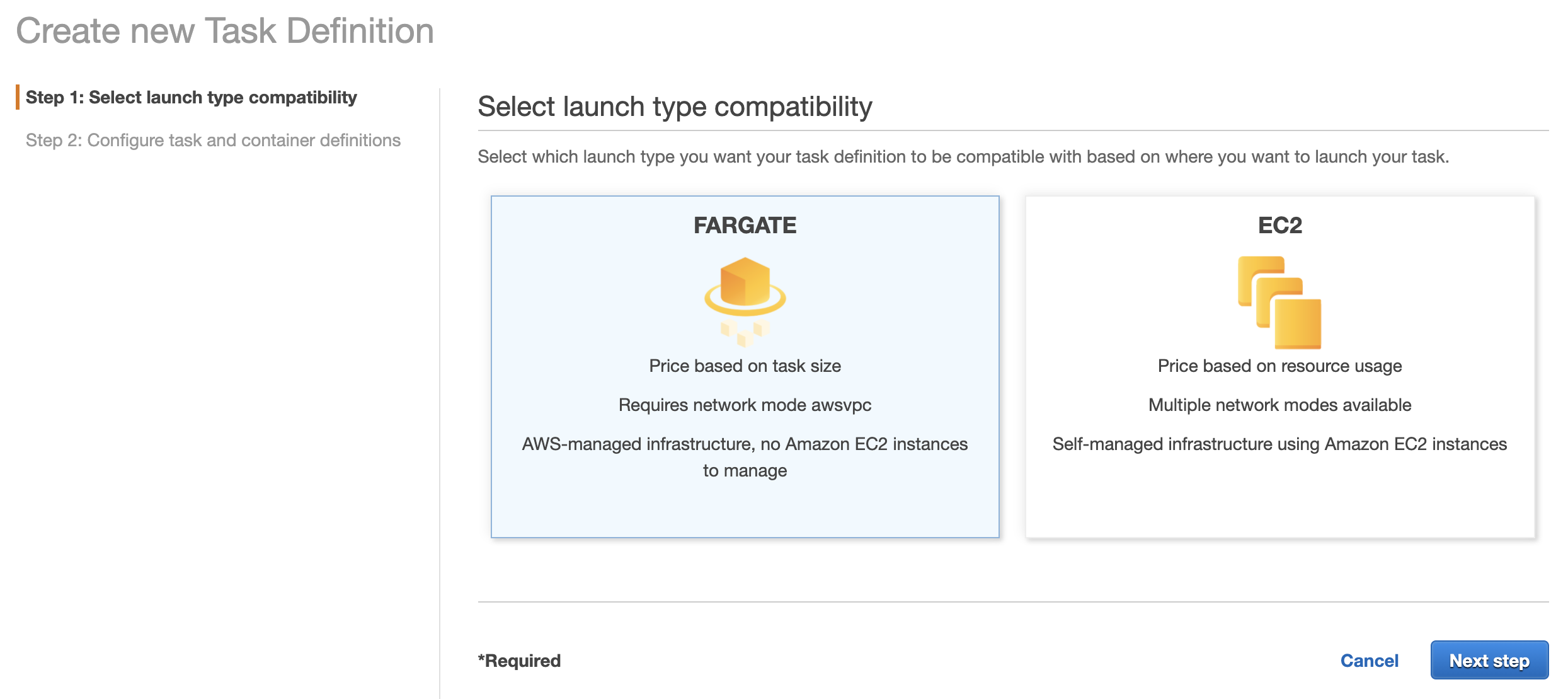 Task definition: type
