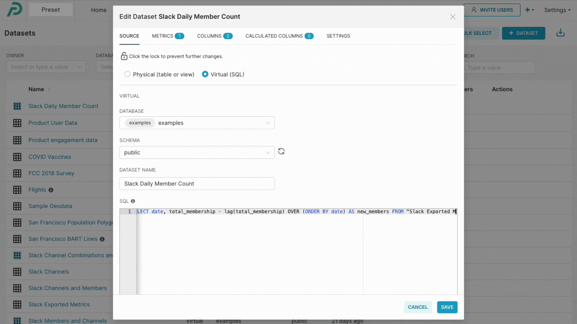 Virtual dataset creation